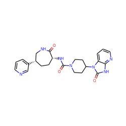 O=C1NC[C@@H](c2cccnc2)CC[C@H]1NC(=O)N1CCC(n2c(=O)[nH]c3ncccc32)CC1 ZINC000028827318