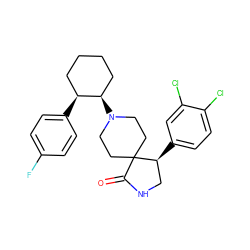 O=C1NC[C@H](c2ccc(Cl)c(Cl)c2)C12CCN([C@@H]1CCCC[C@@H]1c1ccc(F)cc1)CC2 ZINC000058562994