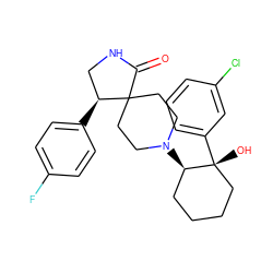 O=C1NC[C@H](c2ccc(F)cc2)C12CCN([C@@H]1CCCC[C@@]1(O)c1cccc(Cl)c1)CC2 ZINC000169362361