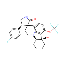 O=C1NC[C@H](c2ccc(F)cc2)C12CCN([C@@H]1CCCC[C@@]1(O)c1ccccc1OC(F)(F)F)CC2 ZINC000169354727