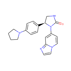 O=C1NC[C@H](c2ccc(N3CCCC3)cc2)N1c1ccn2ccnc2c1 ZINC000144061097