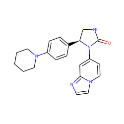 O=C1NC[C@H](c2ccc(N3CCCCC3)cc2)N1c1ccn2ccnc2c1 ZINC000144904889