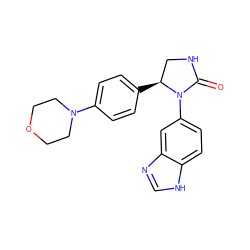 O=C1NC[C@H](c2ccc(N3CCOCC3)cc2)N1c1ccc2[nH]cnc2c1 ZINC000116195337