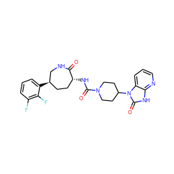 O=C1NC[C@H](c2cccc(F)c2F)CC[C@H]1NC(=O)N1CCC(n2c(=O)[nH]c3ncccc32)CC1 ZINC000028827334