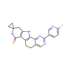 O=C1NC2(CC2)Cc2[nH]c3c(c21)CCc1cnc(-c2ccc(F)nc2)nc1-3 ZINC000072108989