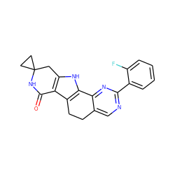 O=C1NC2(CC2)Cc2[nH]c3c(c21)CCc1cnc(-c2ccccc2F)nc1-3 ZINC000072109360