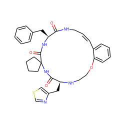 O=C1NC2(CCCC2)C(=O)N[C@@H](Cc2ccccc2)C(=O)NC/C=C\c2ccccc2OCCN[C@H]1Cc1cscn1 ZINC001772571618