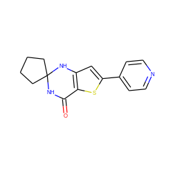 O=C1NC2(CCCC2)Nc2cc(-c3ccncc3)sc21 ZINC000114222770