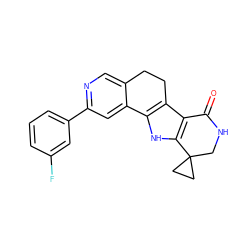 O=C1NCC2(CC2)c2[nH]c3c(c21)CCc1cnc(-c2cccc(F)c2)cc1-3 ZINC000072112548