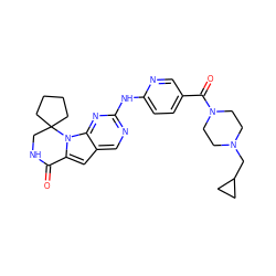 O=C1NCC2(CCCC2)n2c1cc1cnc(Nc3ccc(C(=O)N4CCN(CC5CC5)CC4)cn3)nc12 ZINC000221182554