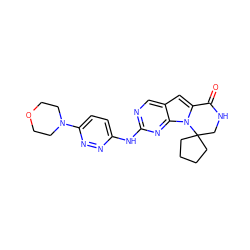 O=C1NCC2(CCCC2)n2c1cc1cnc(Nc3ccc(N4CCOCC4)nn3)nc12 ZINC000143805106