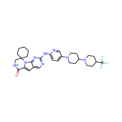 O=C1NCC2(CCCCC2)n2c1cc1cnc(Nc3ccc(N4CCC(N5CCC(C(F)(F)F)CC5)CC4)cn3)nc12 ZINC000219201728