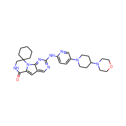 O=C1NCC2(CCCCC2)n2c1cc1cnc(Nc3ccc(N4CCC(N5CCOCC5)CC4)cn3)nc12 ZINC000218233910