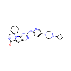 O=C1NCC2(CCCCC2)n2c1cc1cnc(Nc3ccc(N4CCN(C5CCC5)CC4)cn3)nc12 ZINC000221276615