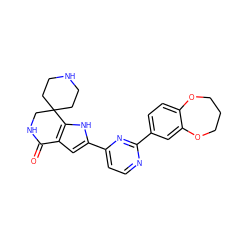 O=C1NCC2(CCNCC2)c2[nH]c(-c3ccnc(-c4ccc5c(c4)OCCCO5)n3)cc21 ZINC000071341220