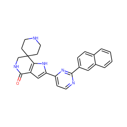 O=C1NCC2(CCNCC2)c2[nH]c(-c3ccnc(-c4ccc5ccccc5c4)n3)cc21 ZINC000071333282