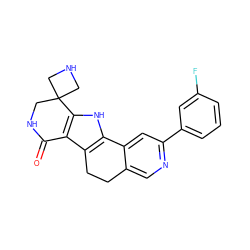 O=C1NCC2(CNC2)c2[nH]c3c(c21)CCc1cnc(-c2cccc(F)c2)cc1-3 ZINC000072108129