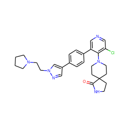 O=C1NCCC12CCN(c1c(Cl)cncc1-c1ccc(-c3cnn(CCN4CCCC4)c3)cc1)CC2 ZINC000653847602