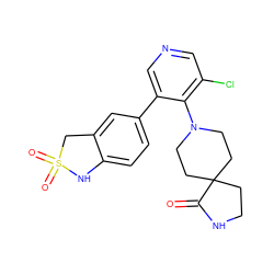 O=C1NCCC12CCN(c1c(Cl)cncc1-c1ccc3c(c1)CS(=O)(=O)N3)CC2 ZINC000653846199