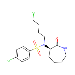 O=C1NCCCC[C@H]1N(CCCCCl)S(=O)(=O)c1ccc(Cl)cc1 ZINC000028957791