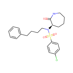 O=C1NCCCC[C@H]1N(CCCCc1ccccc1)S(=O)(=O)c1ccc(Cl)cc1 ZINC000028957781