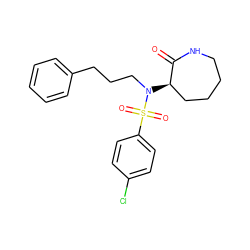 O=C1NCCCC[C@H]1N(CCCc1ccccc1)S(=O)(=O)c1ccc(Cl)cc1 ZINC000028957780