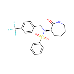 O=C1NCCCC[C@H]1N(Cc1ccc(C(F)(F)F)cc1)S(=O)(=O)c1ccccc1 ZINC000028957559