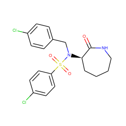 O=C1NCCCC[C@H]1N(Cc1ccc(Cl)cc1)S(=O)(=O)c1ccc(Cl)cc1 ZINC000028957663