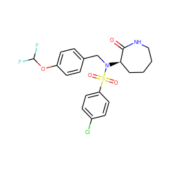 O=C1NCCCC[C@H]1N(Cc1ccc(OC(F)F)cc1)S(=O)(=O)c1ccc(Cl)cc1 ZINC000028957602