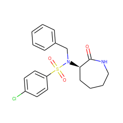 O=C1NCCCC[C@H]1N(Cc1ccccc1)S(=O)(=O)c1ccc(Cl)cc1 ZINC000028957590