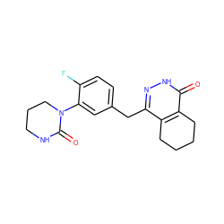 O=C1NCCCN1c1cc(Cc2n[nH]c(=O)c3c2CCCC3)ccc1F ZINC000139739189