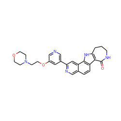 O=C1NCCCc2[nH]c3c(ccc4cnc(-c5cncc(OCCN6CCOCC6)c5)cc43)c21 ZINC000072109098