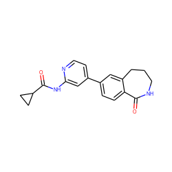 O=C1NCCCc2cc(-c3ccnc(NC(=O)C4CC4)c3)ccc21 ZINC000299856851