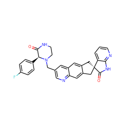 O=C1NCCN(Cc2cnc3cc4c(cc3c2)C[C@@]2(C4)C(=O)Nc3ncccc32)[C@H]1c1ccc(F)cc1 ZINC000096170604