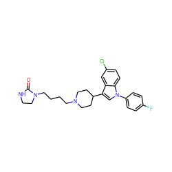 O=C1NCCN1CCCCN1CCC(c2cn(-c3ccc(F)cc3)c3ccc(Cl)cc23)CC1 ZINC000013452494