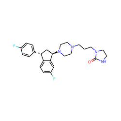 O=C1NCCN1CCCN1CCN([C@@H]2C[C@@H](c3ccc(F)cc3)c3ccc(F)cc32)CC1 ZINC000026376657