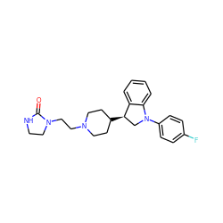 O=C1NCCN1CCN1CCC([C@@H]2CN(c3ccc(F)cc3)c3ccccc32)CC1 ZINC000013489971