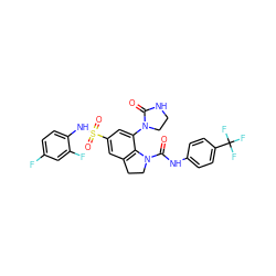 O=C1NCCN1c1cc(S(=O)(=O)Nc2ccc(F)cc2F)cc2c1N(C(=O)Nc1ccc(C(F)(F)F)cc1)CC2 ZINC000473136186