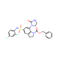 O=C1NCCN1c1cc(S(=O)(=O)Nc2ccc(F)cc2F)cc2c1N(C(=O)OCc1ccccc1)CC2 ZINC000473134220