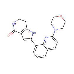 O=C1NCCc2[nH]c(-c3cccc4ccc(N5CCOCC5)nc34)cc21 ZINC000222398249