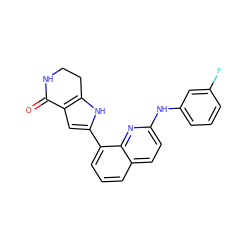 O=C1NCCc2[nH]c(-c3cccc4ccc(Nc5cccc(F)c5)nc34)cc21 ZINC000222423932