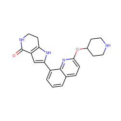 O=C1NCCc2[nH]c(-c3cccc4ccc(OC5CCNCC5)nc34)cc21 ZINC000222373125