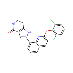 O=C1NCCc2[nH]c(-c3cccc4ccc(Oc5c(F)cccc5Cl)nc34)cc21 ZINC000222330015