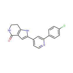 O=C1NCCc2[nH]c(-c3ccnc(-c4ccc(Cl)cc4)c3)cc21 ZINC000028645465