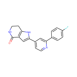 O=C1NCCc2[nH]c(-c3ccnc(-c4ccc(F)cc4)c3)cc21 ZINC000028645475