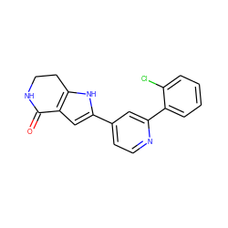 O=C1NCCc2[nH]c(-c3ccnc(-c4ccccc4Cl)c3)cc21 ZINC000028645452