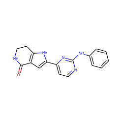 O=C1NCCc2[nH]c(-c3ccnc(Nc4ccccc4)n3)cc21 ZINC000028970653