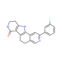 O=C1NCCc2[nH]c3c(c21)CCc1cnc(-c2cccc(F)c2)cc1-3 ZINC000072107572