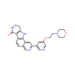 O=C1NCCc2[nH]c3c(ccc4cnc(-c5cncc(OCCN6CCOCC6)c5)cc43)c21 ZINC000072107168