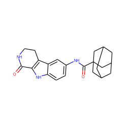 O=C1NCCc2c1[nH]c1ccc(NC(=O)C34CC5CC(CC(C5)C3)C4)cc21 ZINC000028820118